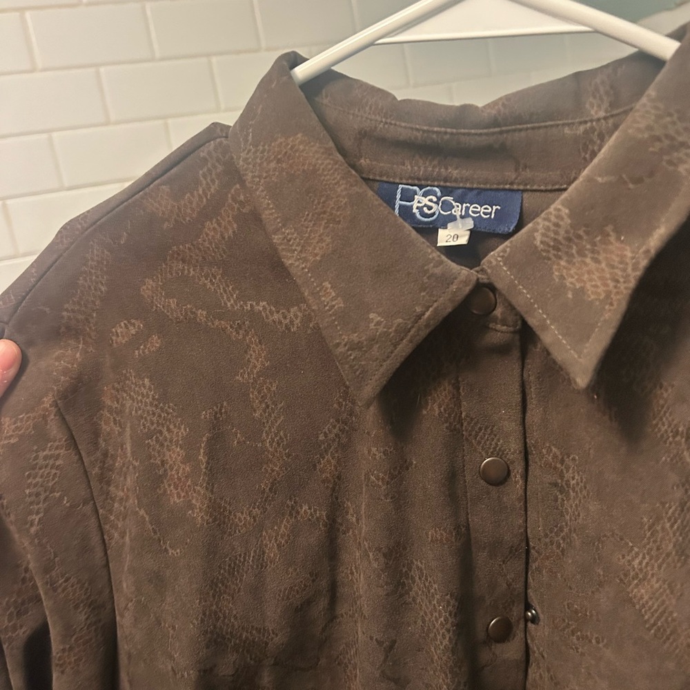 Vintage Snakeskin Collared Shirt - XL 2XL XXL